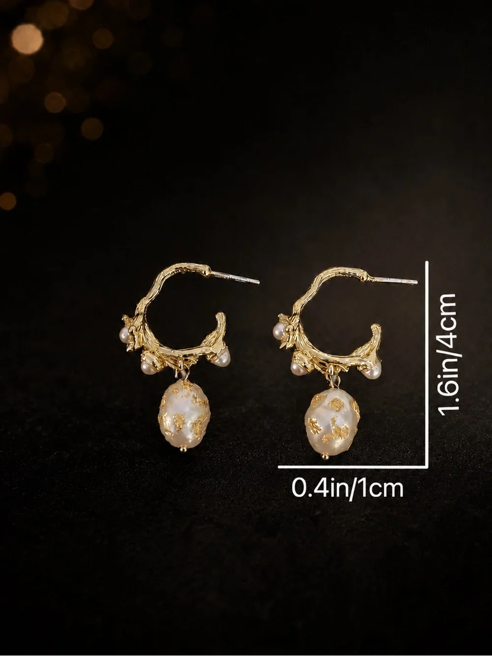 Gold Pearl-Drop Hoop Earrings - Women Jewelry